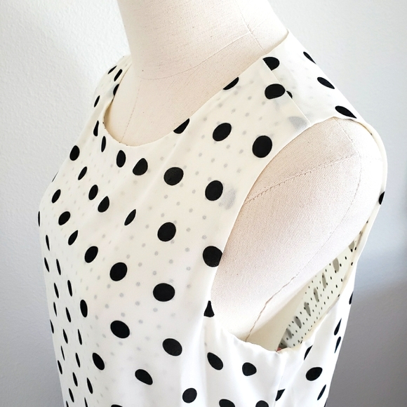 ROSE + OLIVE Sleeveless Black & Cream Polka Dot Layered Blouse—NWT—M - Picture 5 of 12